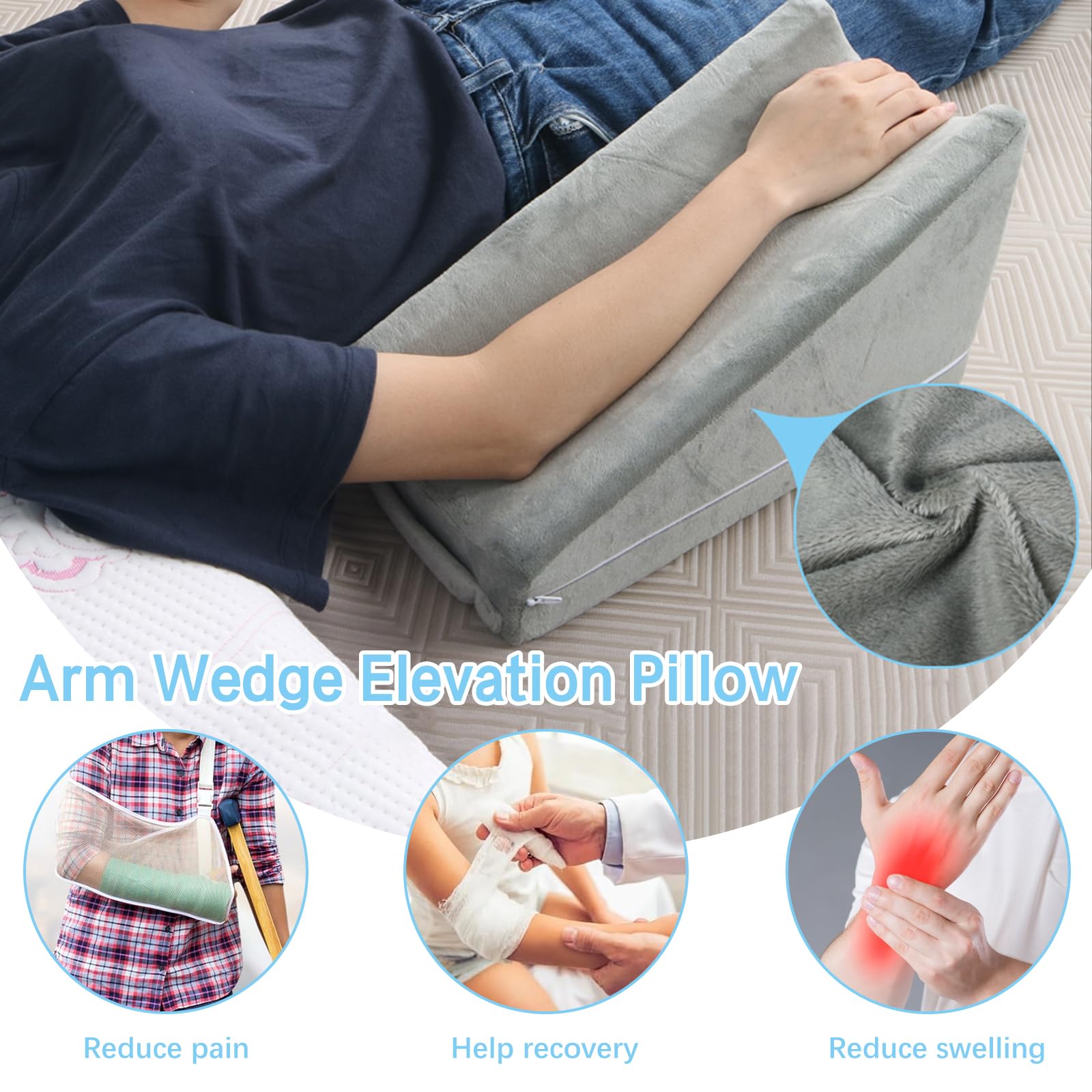 Cuscino per Elevazione del Braccio - Cuscino Post Operatorio per Infortuni al Gomito, Cuscino di Supporto per il Braccio - Cuneo per Sollevare il Braccio - 40 × 20 × 24 cm