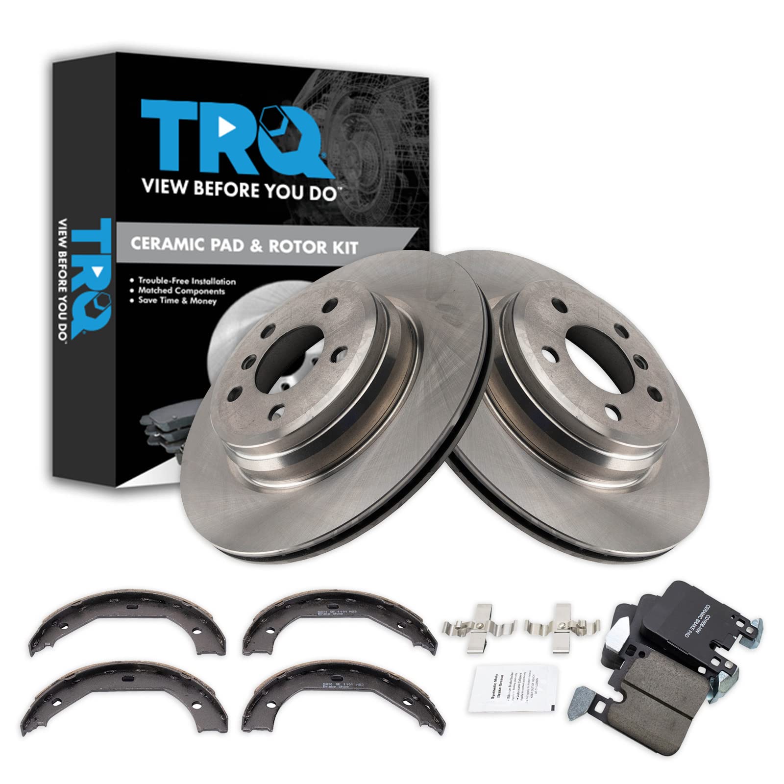 TRQ Rear Brake Pad and Rotor Set Ceramic Compatible with 2012-2013 BMW 335i 2013 335i xDrive ActiveHybrid 3 2014-2015 2014-2015 xDrive GT ActiveHybrid 3