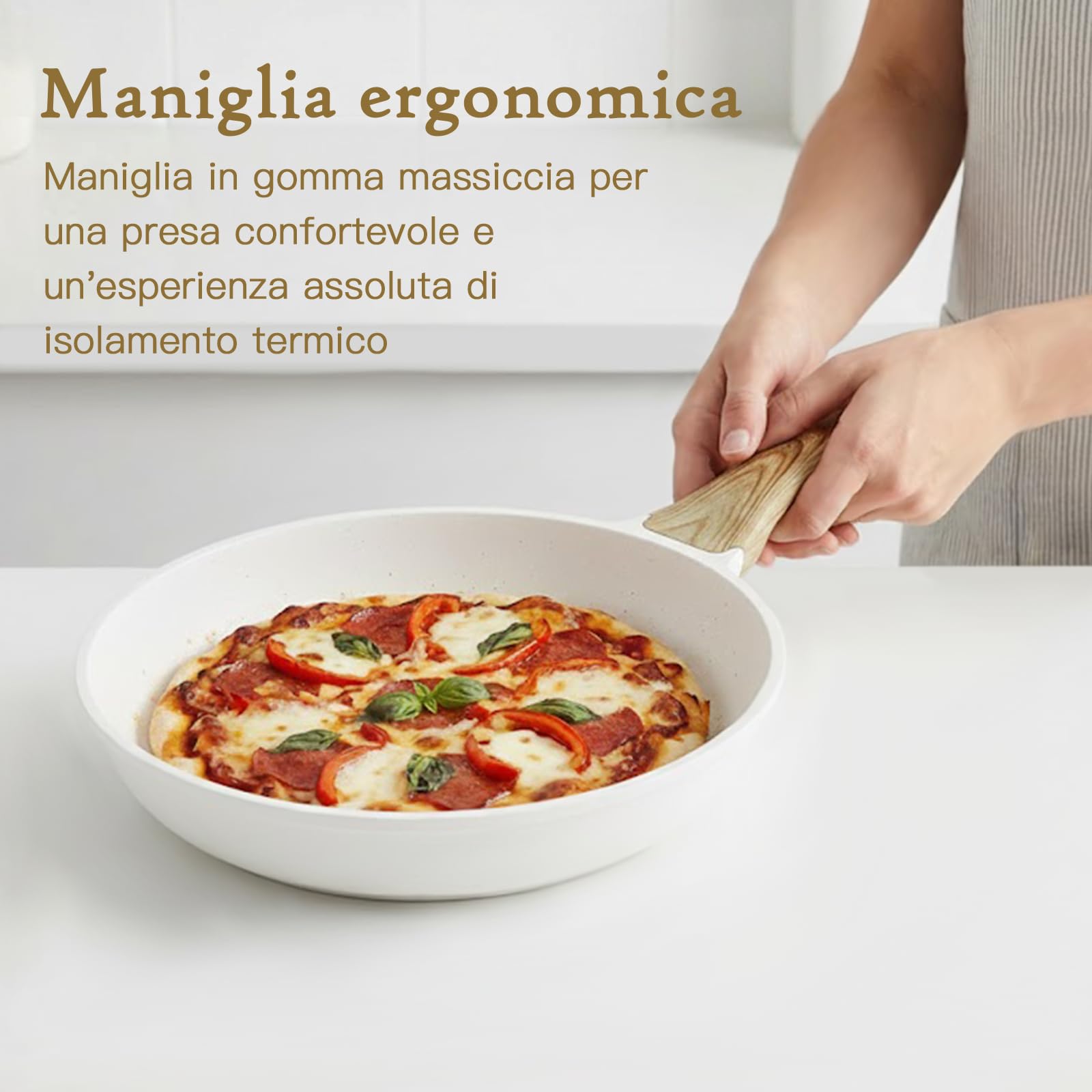 GiPP Padella Antiaderente Compatibile con Induzione, 24CM + Coperchio | Padella Sana e Atossica, Senza PFOA, Lavabile in Lavastoviglie, Adatto a diversi tipi di fornelli