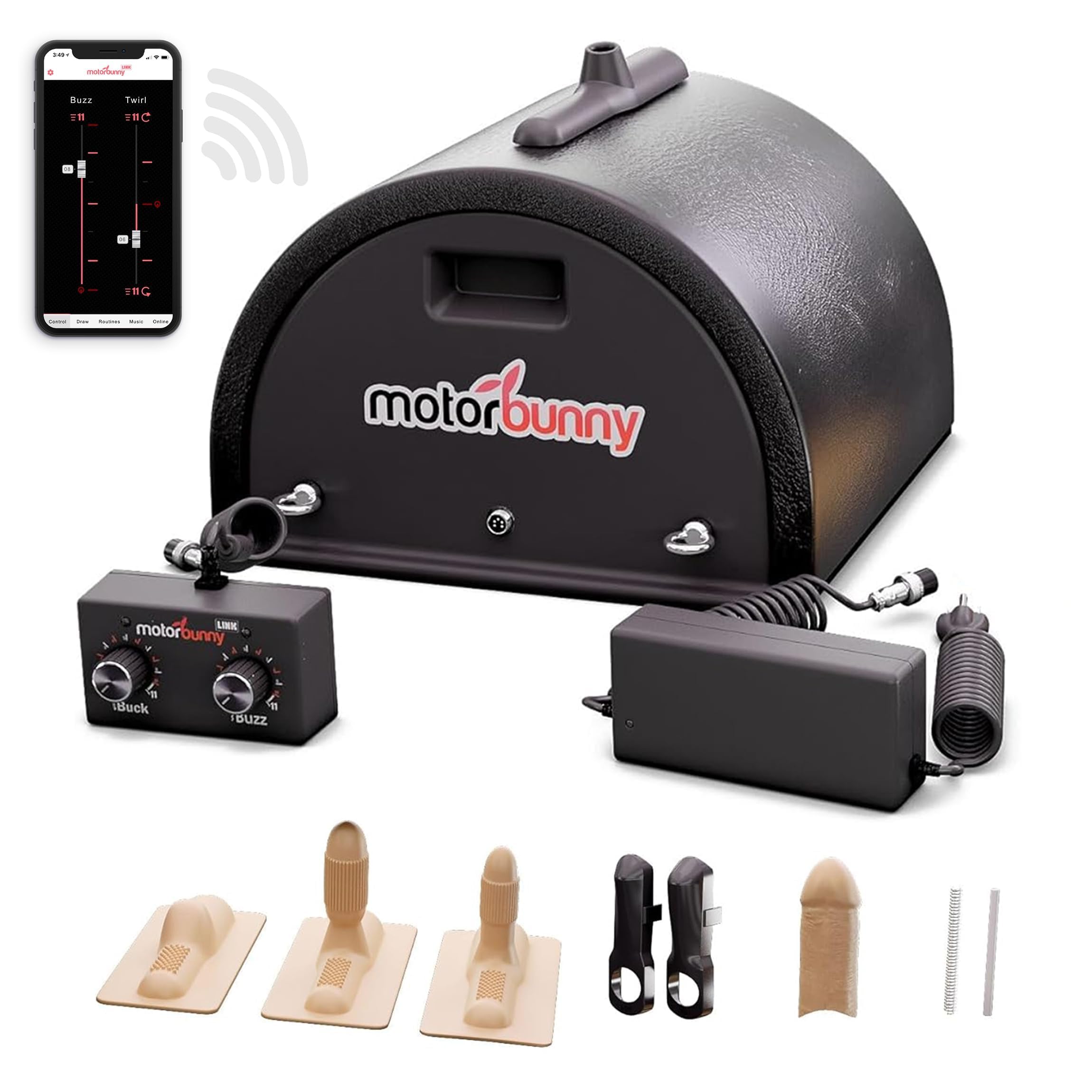 Motorbunny Original Ride-On Sex Machine - Dildo Mount Includes Link Remote App Controlled Vibrator Rotation Vibration Machine with