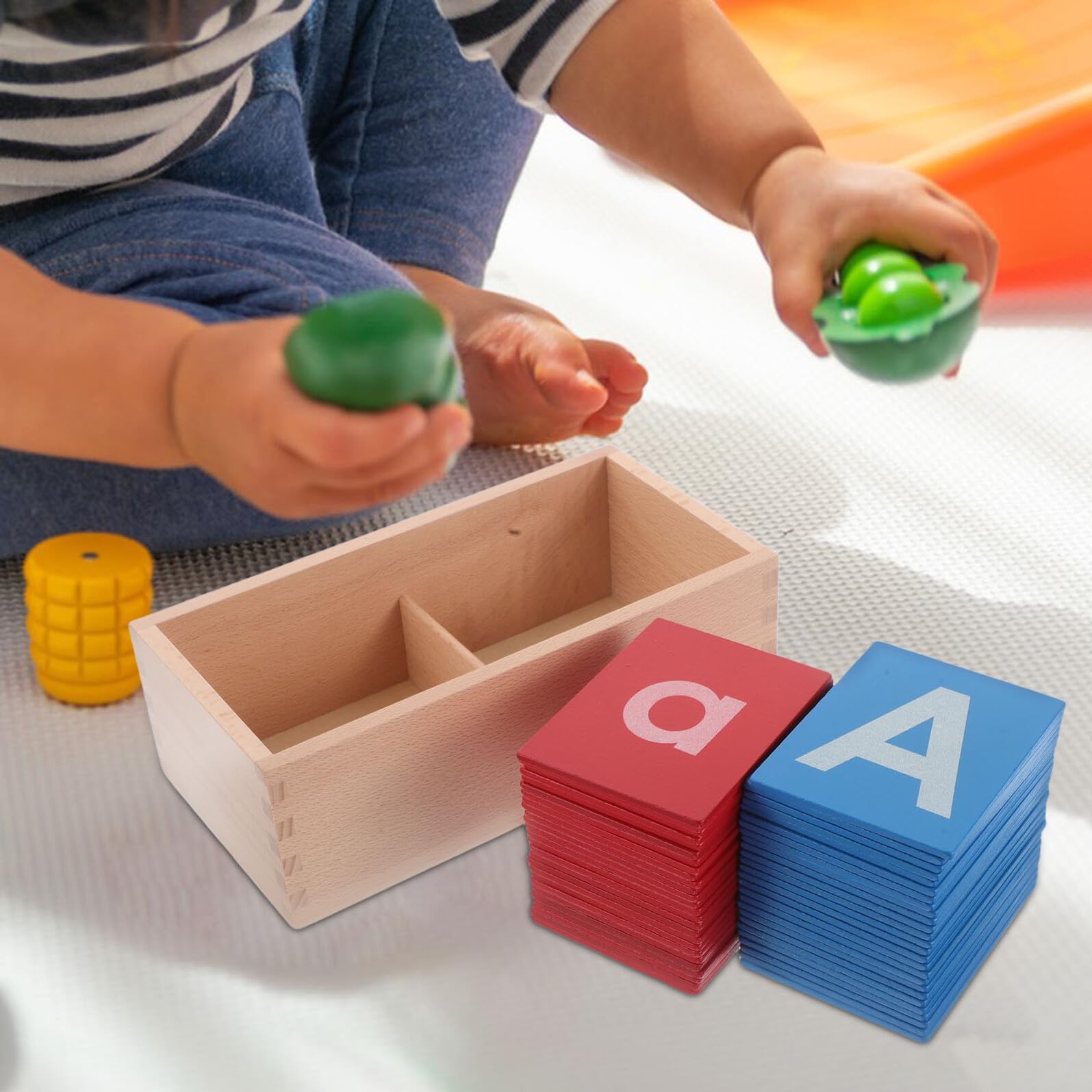 Set Montessori Lettere Tattili Alfabeto in Legno Rosso Blu | Apprendimento Alfabetico per Ragazzo Ragazza, Uso in Asilo e Istruzione Domestica