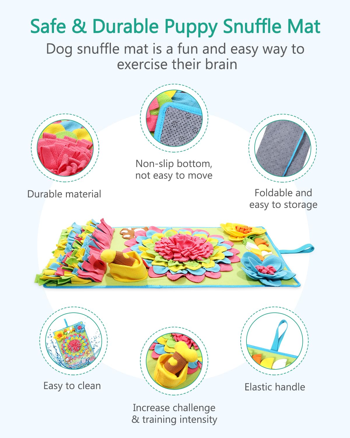 ORIA Snuffle Mat for Dogs, Slow Feeder & Scent Training Mat with Mental Stimulation - Image 2