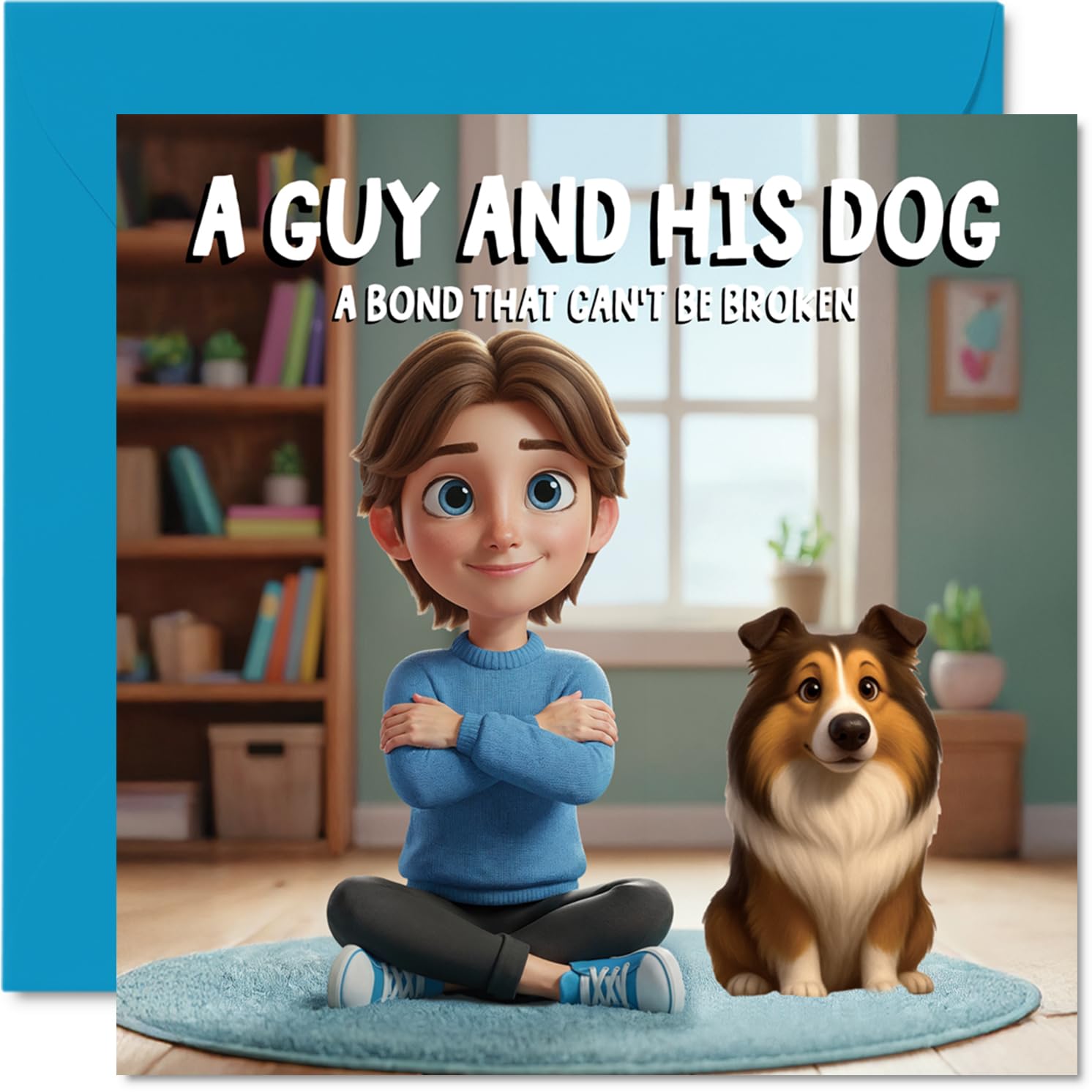 Collie Birthday Card for Men - A Guy and His Dog - Happy Birthday Card for Boys, 145mm Male Greeting Cards