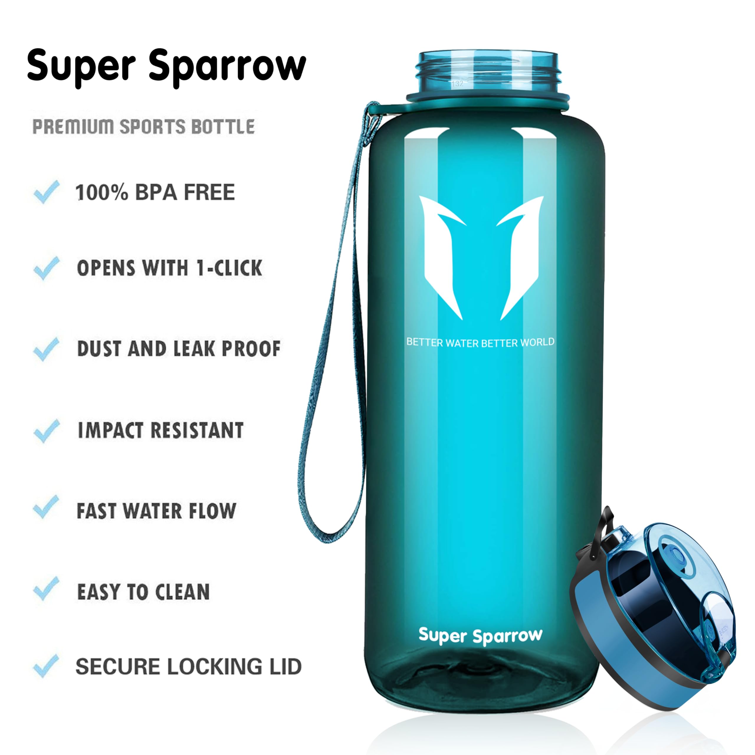 Super Sparrow Borraccia Sportiva & Bottiglia Bambini Senza Perdite - 350ml/500ml/750ml/1L/1.5L - Senza BPA