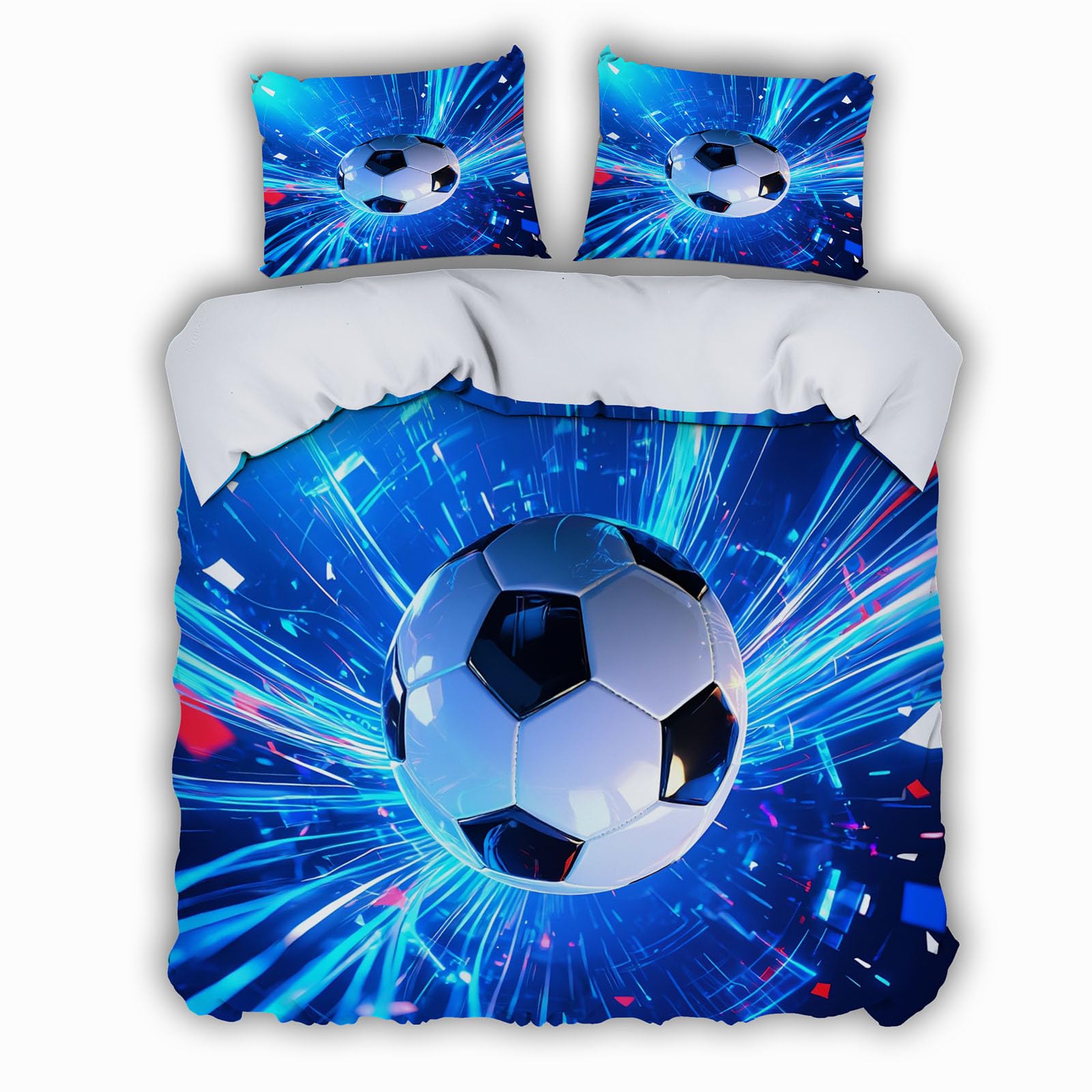 Parure de Lit Football 240x260 Housse de Couette 2 Personnes avec Fermeture Éclair