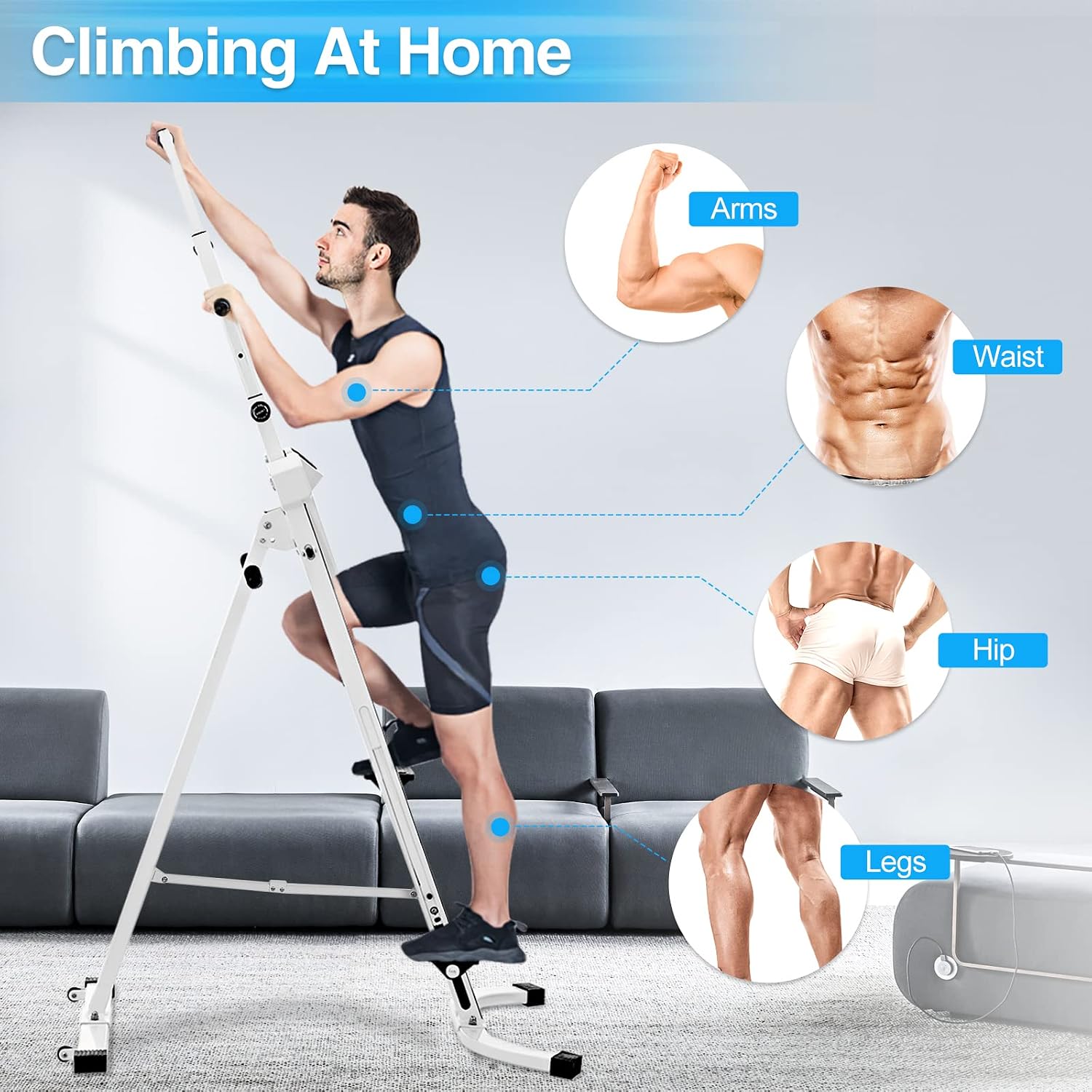 Vertical Climber Exercise Machine, Doufit Folding Cardio Full Body Workout Climbing Stair Stepper for Home Gym with LCD Monitor