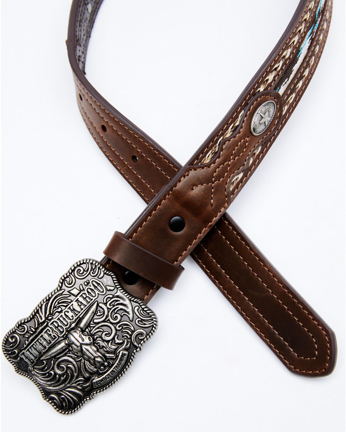 Cody James Boys' Lil Buckaroo Ribbon Belt Brown 28