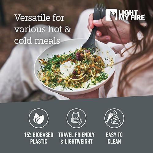 Miniatura 3 de Light My Fire Spork Original - Juego de 2 cuchillos 3 en 1 con cucharas y tenedores para acampar, reutilizables, utensilios de viaje y campamento,
