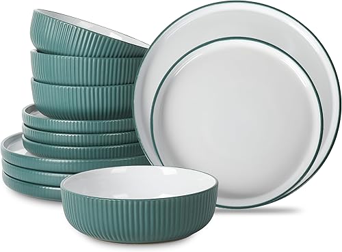 Christian Siriano Laro - Vajilla de cerámica (12 piezas), color negro