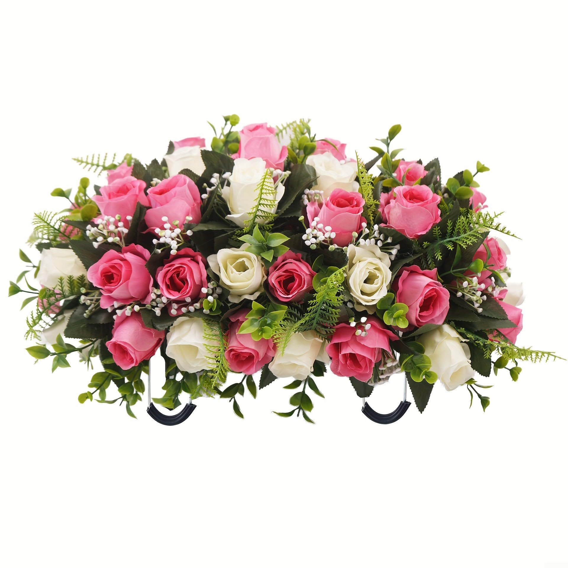 Arrangement de tombe artificiel résistant aux UV fleurs de selle en soie