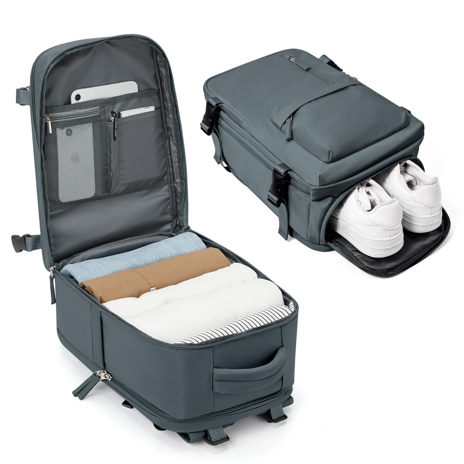 BJLFS Borse da Cabina per Ryanair 40×20×25 Zaino da Viaggio con Sottovuoto Bagaglio a Mano Easyjet 45×36×20,Zaino con sistema di compressione,Zaino Casual per laptop da 14 pollici per scuola