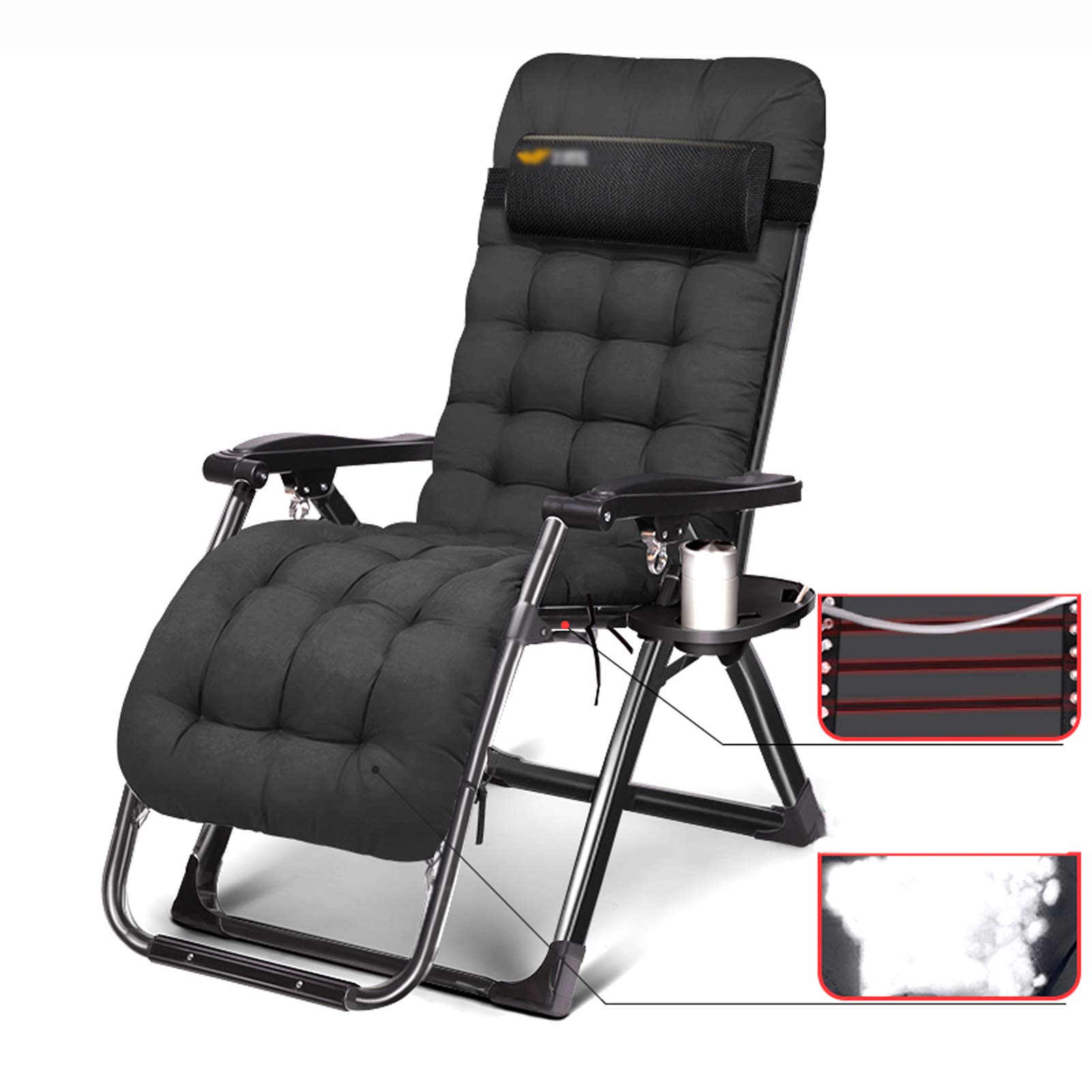 Chaise pliante inclinable extérieure zero gravity avec appuie-tête réglable