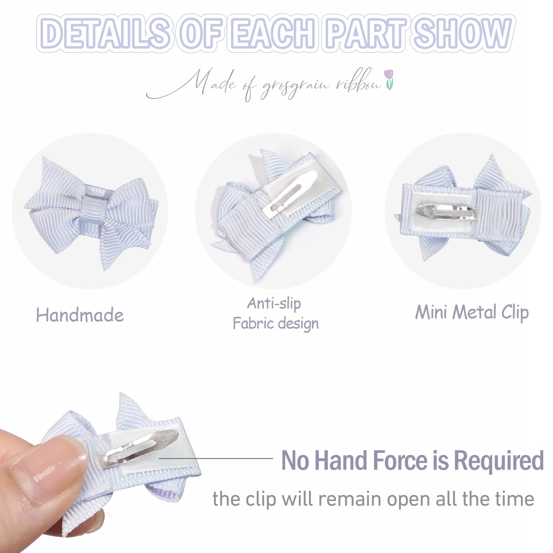 JOYOYO 40 Pcs Baby Hair Clips Mini Snap Clips Pastel Colors Hair Bows for Baby Girls Non-slip Safe Clips - Image 2