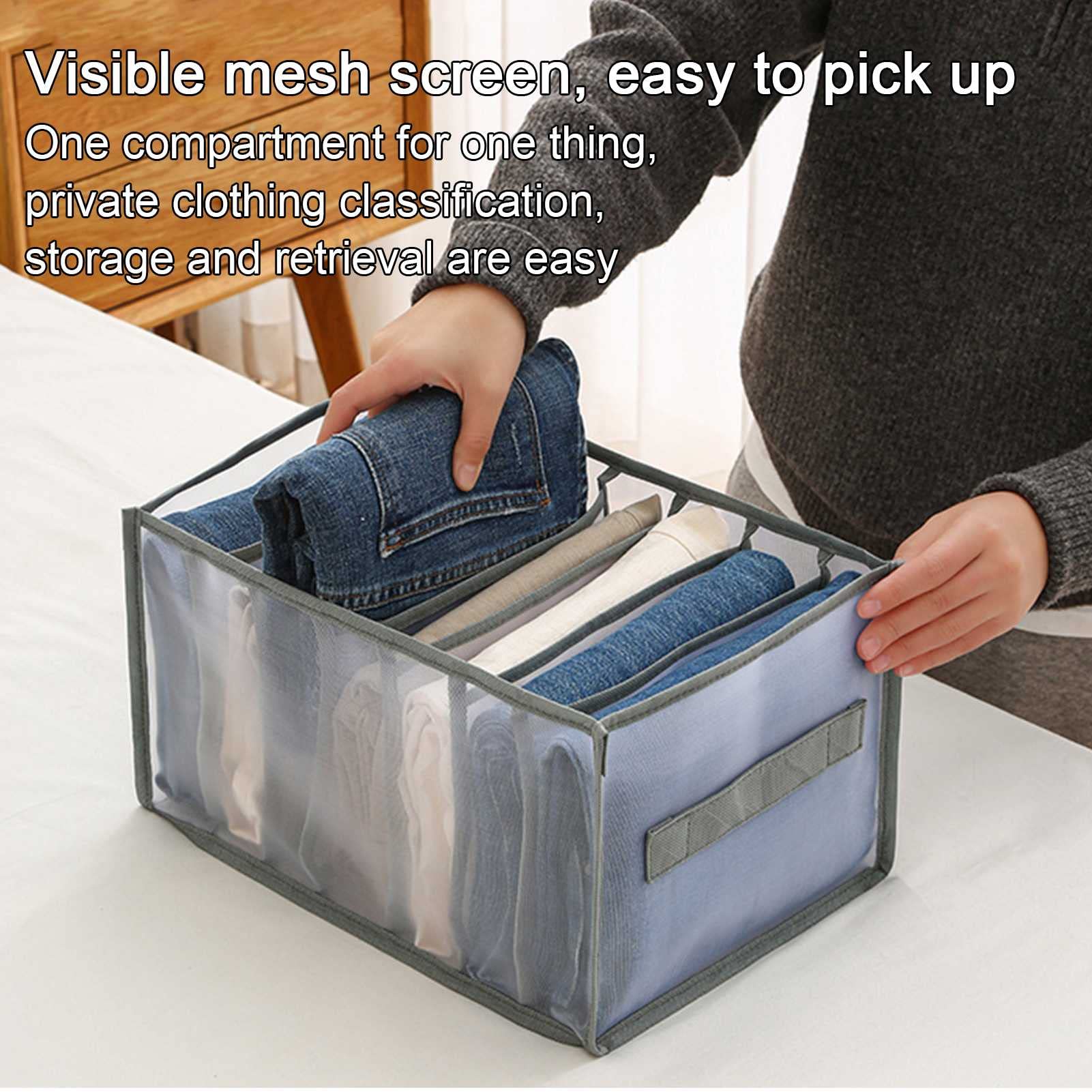 Organisateur de tiroir de vêtement de haut-placard de haute qualité, organisateur de compartiment lavable, diviseur de maille pliable for stocker des jeans, des chemises, des chandails, des sous-vêtem