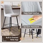 Counter Height Bar Stools Set of 4,Modern Bar Stools Set of 4,Light Grey Faux Leather Barstools with Back and Footrest,27"Bar Chairs for Kitchen Island,Cafe,Pub,Bar,Dining Room,Hold Up to 500 LBS