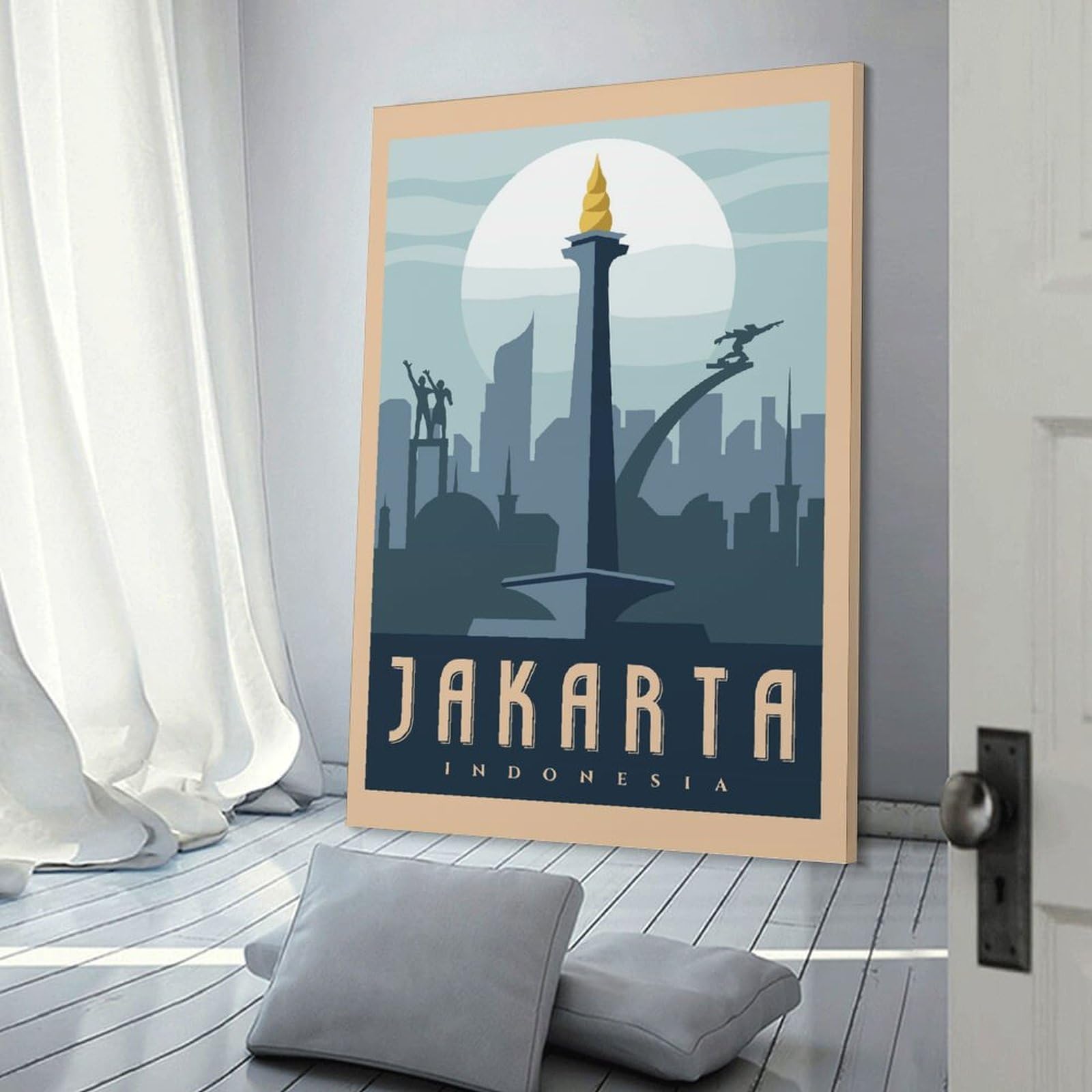 Junmoney Wall Picture Print Jakarta Indonesia Travel, 08x12inch(20x30cm), for Wall Displays, Bedrooms Or Room Updates, Wall Decor Suited to Curated Displays