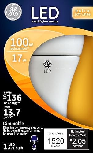 Miniatura 2 de Foco GE Lighting 23005 luz blanca extrasuave LED 14 vatios (reemplazo de 75 vatios) 1100 lúmenes, regulable, luz A21 con base mediana, paquete de 1