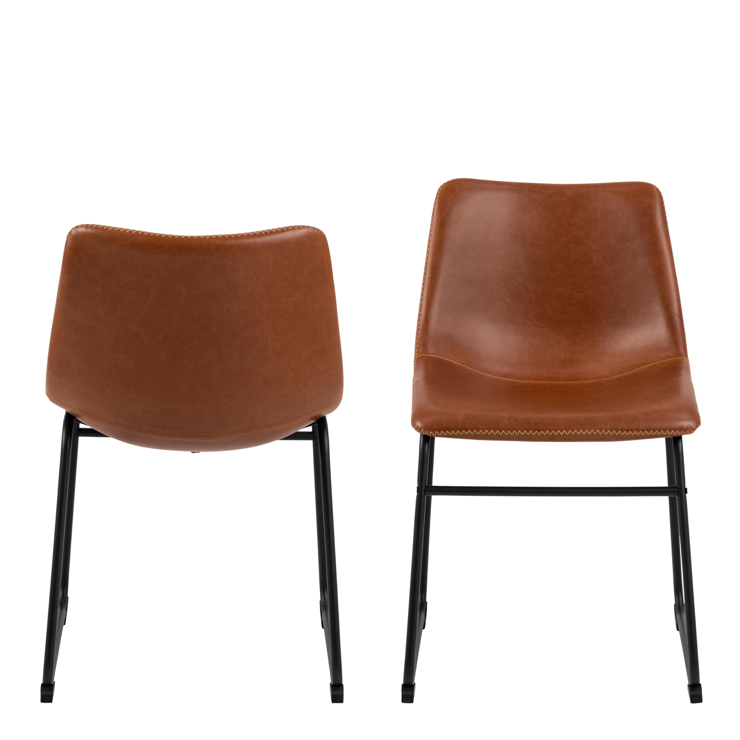 Furniture To Go, Brown, Dining Chair with Cream Stitching - Image 2
