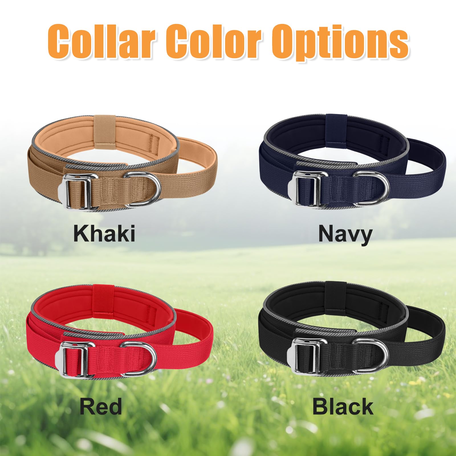 AKOFIC Tactical Dog Collar, Reflective, Heavy Duty Wide Dog Collar with Handle and Soft Padded - Image 4