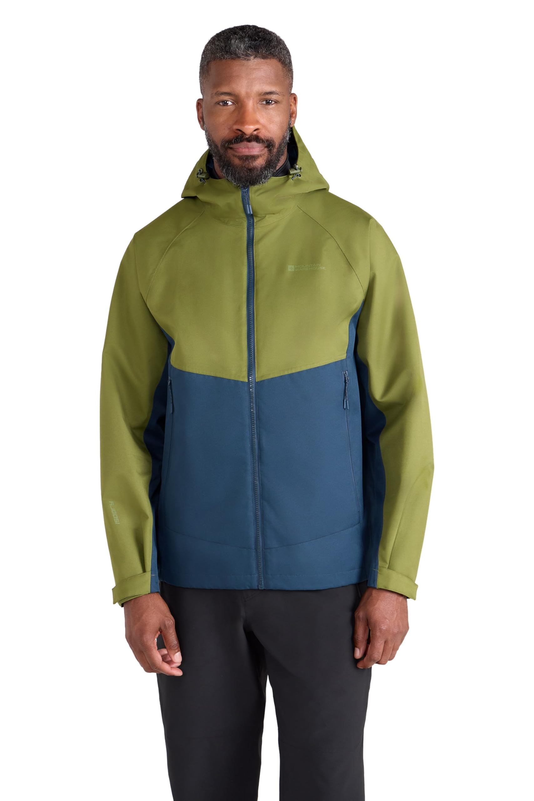 Mountain Warehouse Men's Green Verge Extreme Waterproof Jacket - 10,000Mm, Breathable, Taped Seams, Packaway Hood Rain Coat - Spring Summer, Walking, Outdoors, Camping M