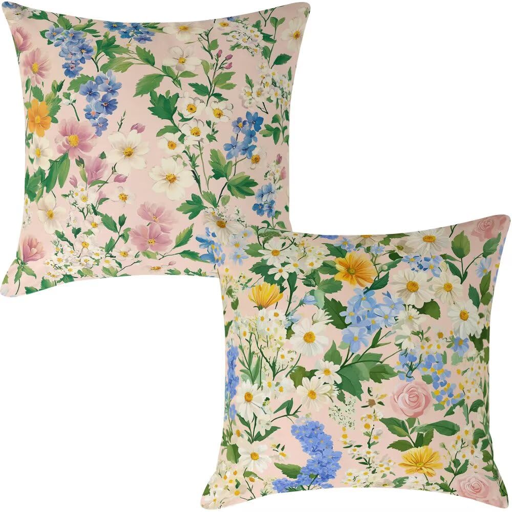 Federe Cuscini Divano 60x60 cm Federe Morbido Copricuscini Rosa in Velluto, 2 Pezzi Copri Cuscini per Divano Floreale Quadrati Decorativi Federa Cuscino Primavera per Camera da Letto Soggiorno (IU75)