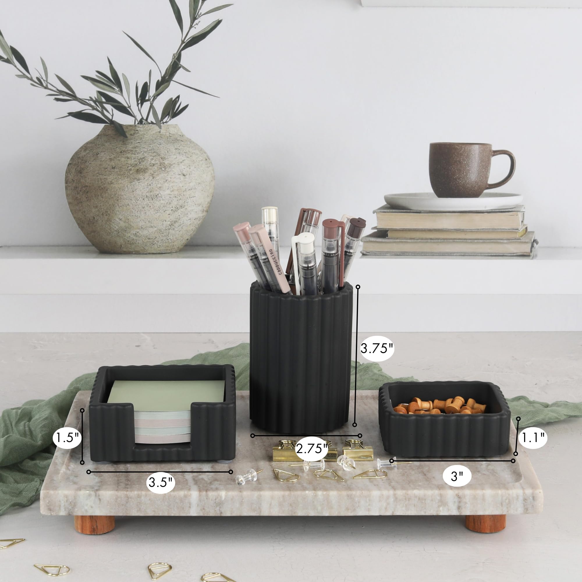 Concrete Desk Organizer Set - Stylish Office Supplies -8