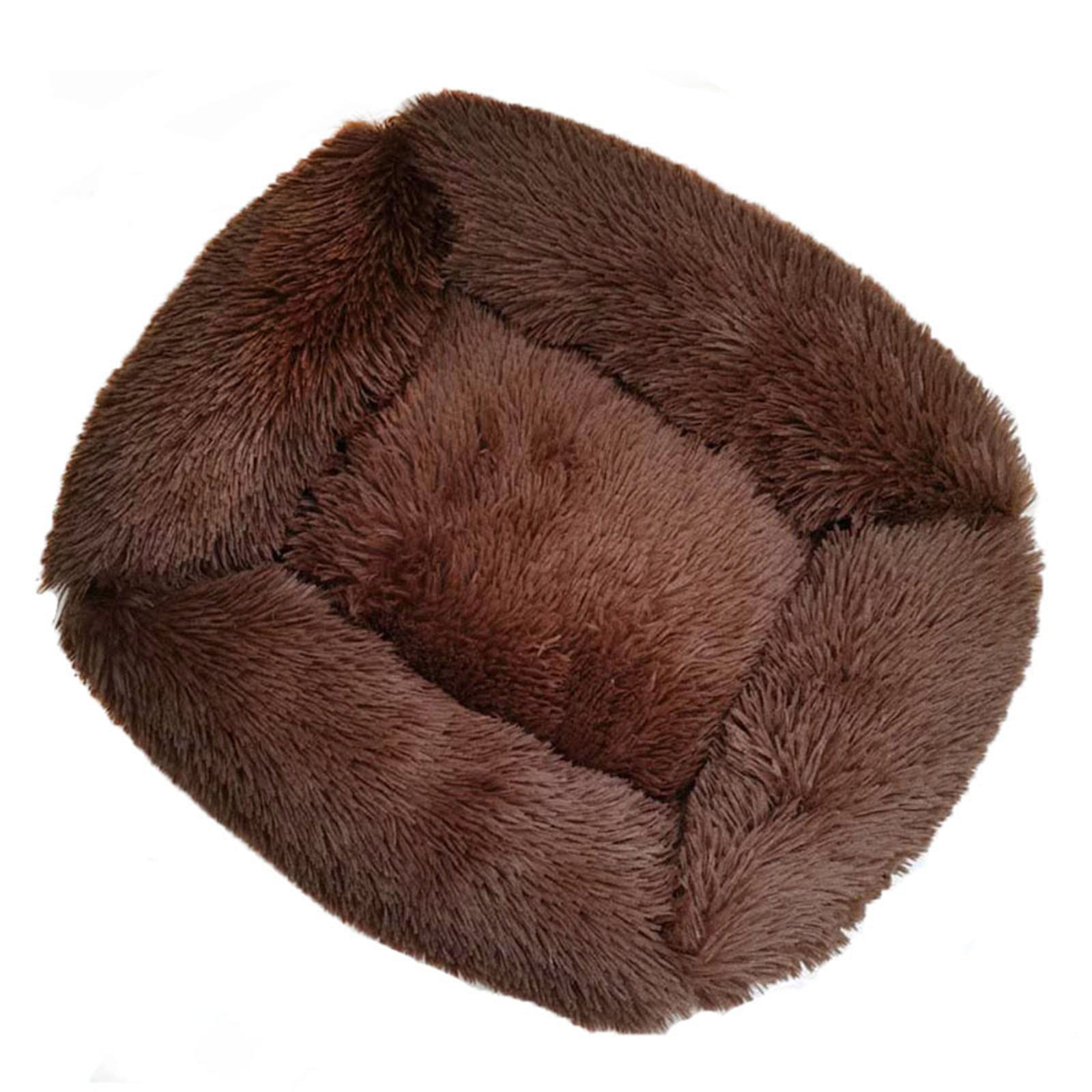 Zoomlie calming dog bed large washable cuddler bed fluffy plush warm comfy pet bed rectangular cat bed soft deep sleep dog bed for small medium large dogs cats (XXL(110 * 90 * 18cm),Dark Brown)