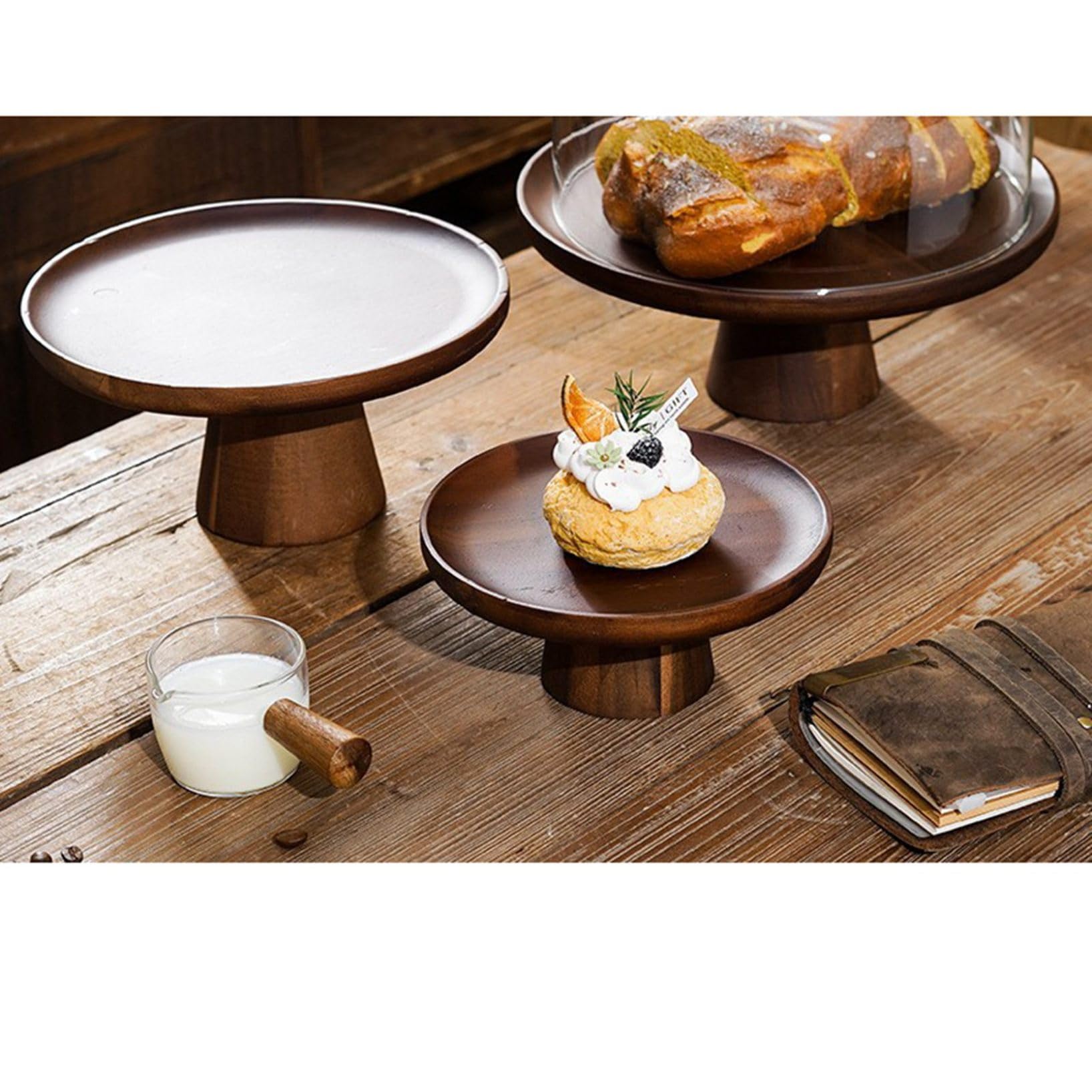 Amazon｜木製ケーキスタンド 脚付きケーキプレート ドーム付き クリア