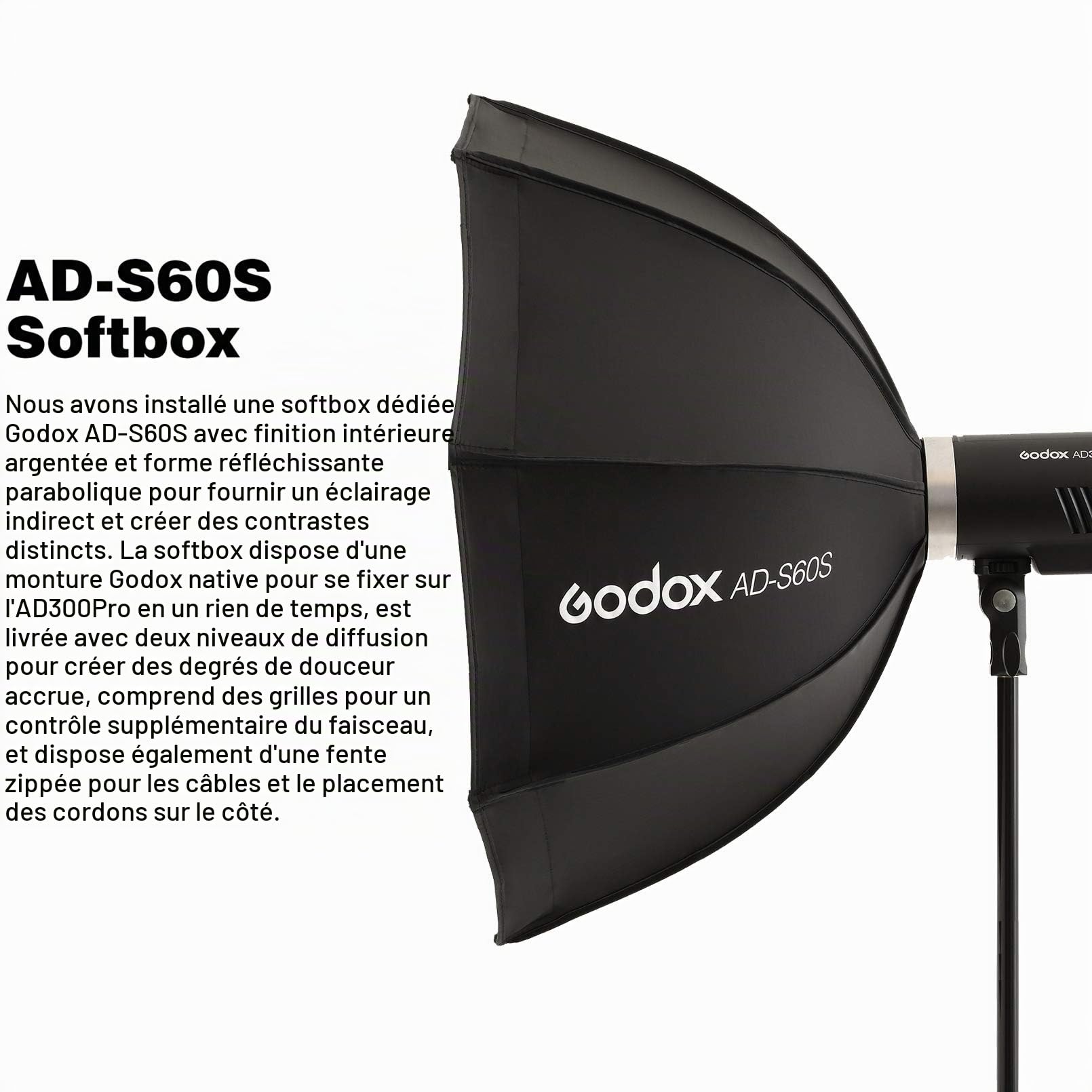 Godox AD300 Pro Kits d'éclairage Studio, AD300Pro Dual Flashes Backpack, 300W Flash de Extérieure 2.4G TTL 1/8000s HSS Speedlite, avec Godox AD-S60S Boîte à Lumière, 320 Flashes à Pleine Puissance
