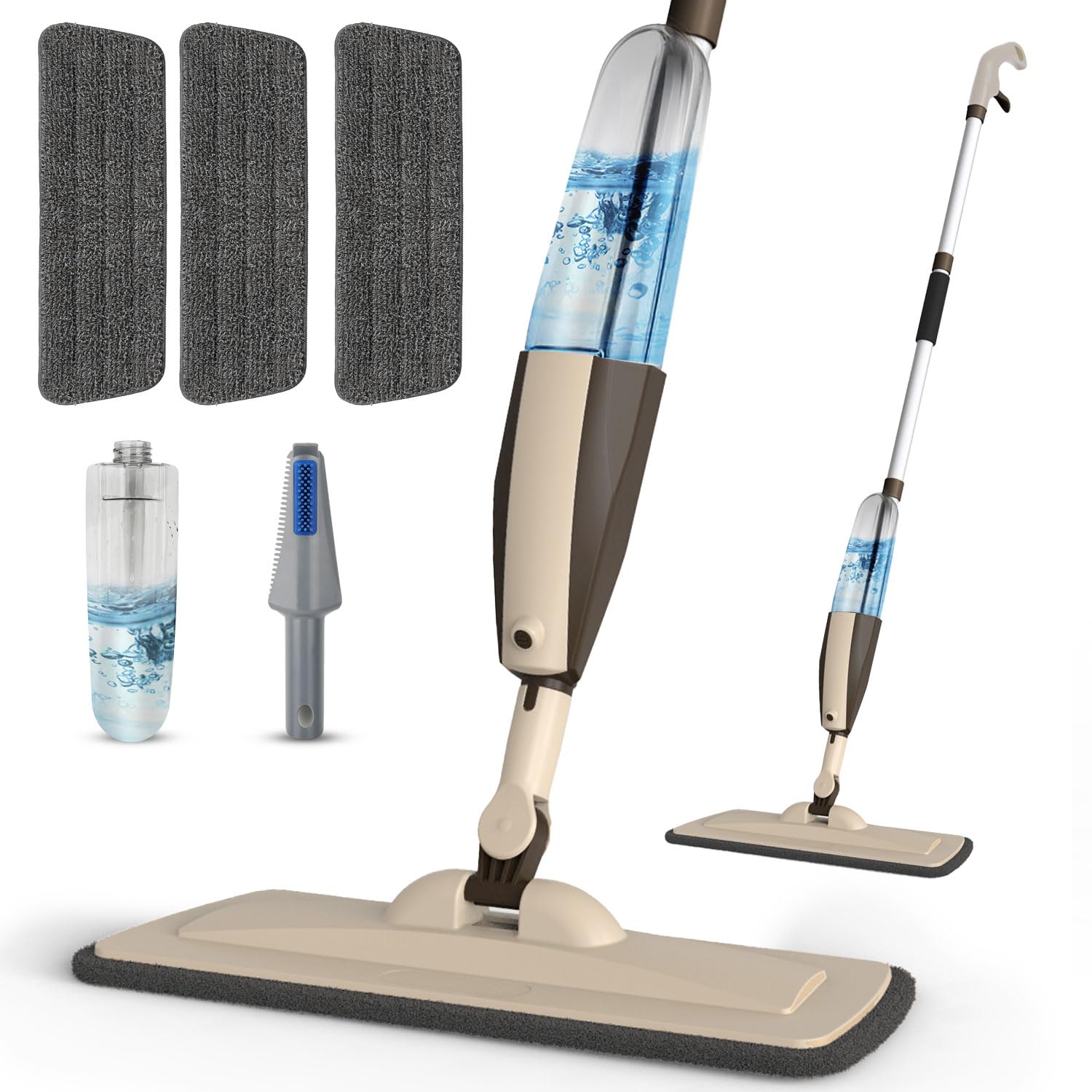 Wet Spray Mop for Floor Cleaning with 14 oz Bottle &amp; 3 Microfiber Pads