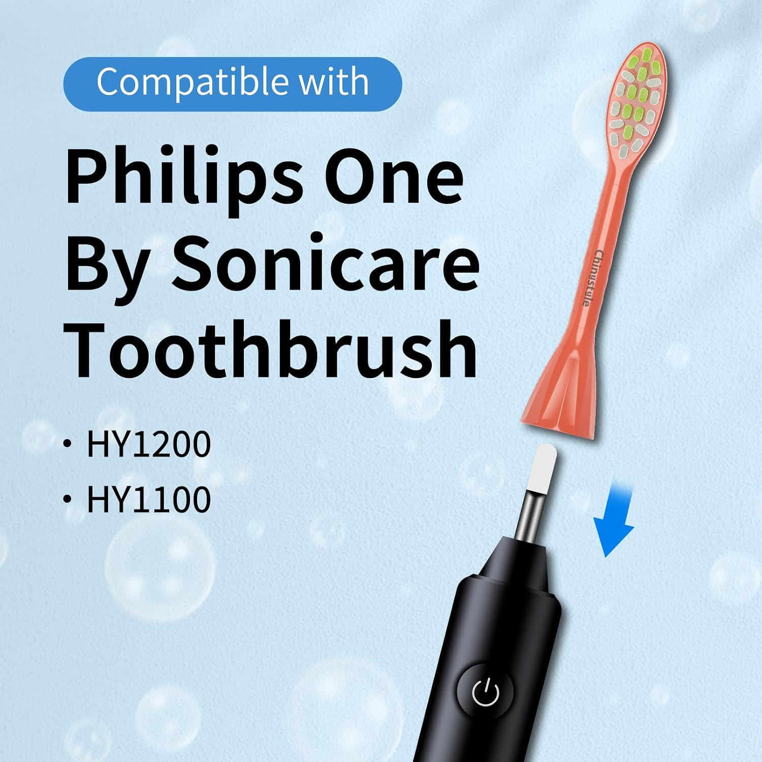 10-Pack Brush Heads Compatible with Philips One HY1100/HY1200, Koi Red image 2