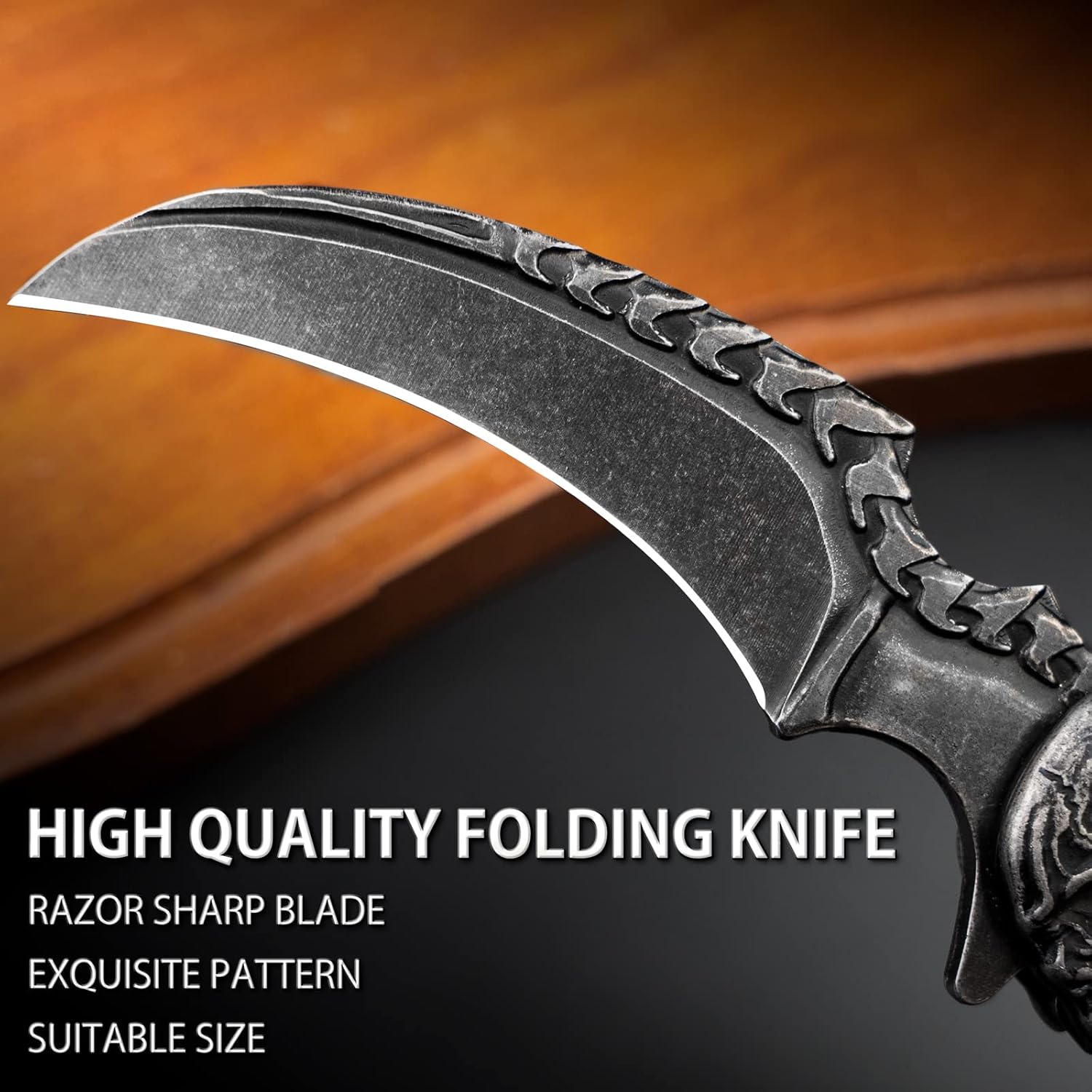 VALHALLA REAPER Skull Pocket Knife, Pocket Folding Knife With 3D Hollowed-out Skull, EDC Pocket Knife For Men Outdoor Camping Hiking Hunting
