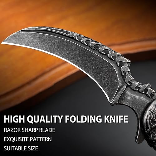 Miniatura 3 de VALHALLA REAPER - Cuchillo de bolsillo con calavera hueca 3D, cuchillo de bolsillo plegable para hombres, para acampar al aire libre, senderismo,