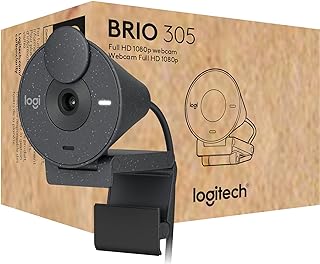Logitech Brio 305 Webcam Full HD 1080P, Privacy Lens Cap, Mono Microphones, Noise Reduction, USB-C, Light Correction, Zoo…