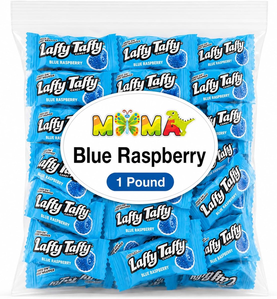 Laffy Taffy Chewy, Tangy, and Tasty Mini Taffy Wrapped Bars in Bulk - (1 Pound) (Blue Rasperry)