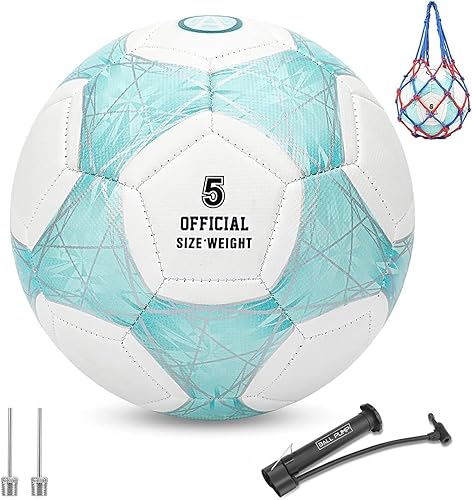 Miniatura 15 de STEEFAN Balón de fútbol verde azulado/azul/rosa, tamaño 3/4/5 para jugar al aire libre, pelota oficial de fútbol que cambia de color con agujas y