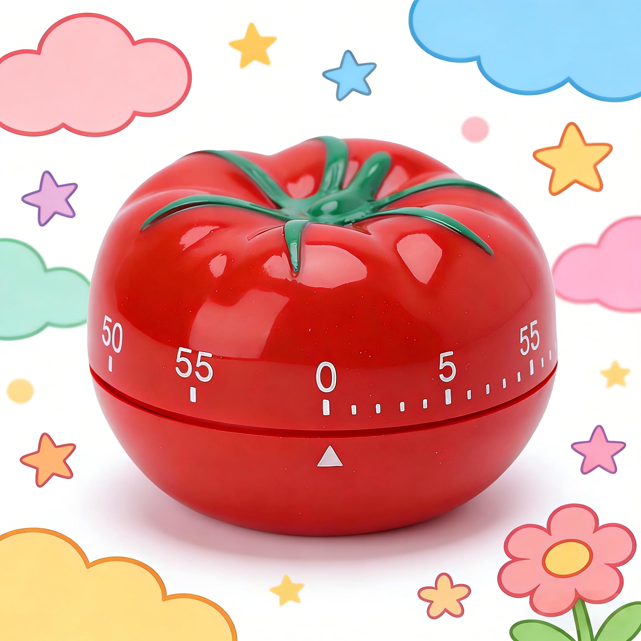 Niedlicher Küchentimer in Tomatenform, mechanischer Aufzieh-Timer, 60 Minuten, 360 Grad drehbarer Timer, Küche Kochen Timer