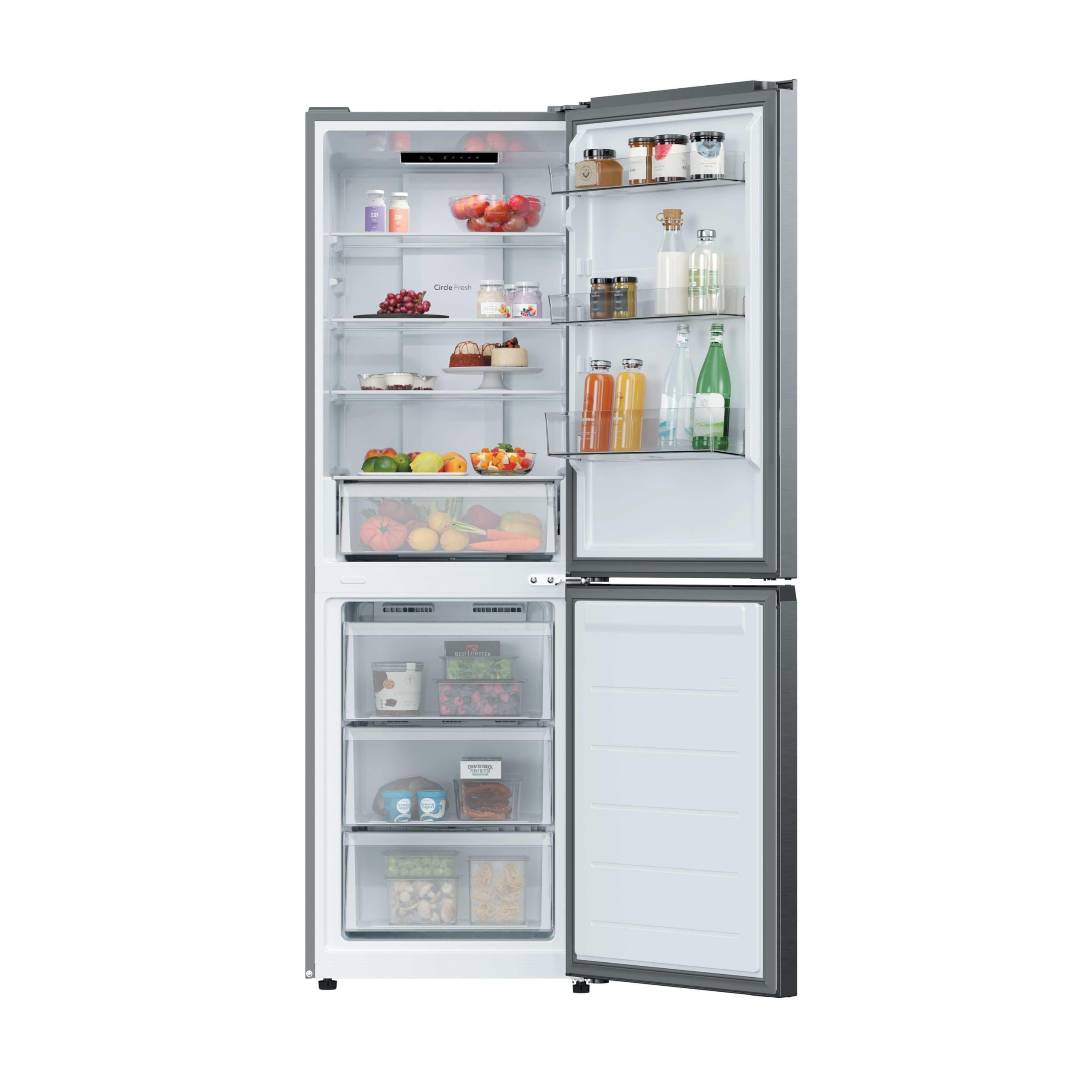 CANDY Fresco Style CNCQ2T6S18DX, Frigorífico Combi, Ancho 59,5cm, Altura 185cm, 315L, Total No Frost, Motor Inverter, Cajón Humidity, Control Digital Interno, Luz LED, Puertas Reversibles, Inox