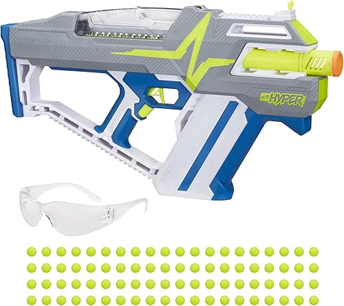 Miniatura 7 de NERF Hyper Mach-100 lanzador totalmente motorizado 80 hiperrondas gafas velocidad de hasta 110 FPS fácil de recargar soporta hasta 100 rondas