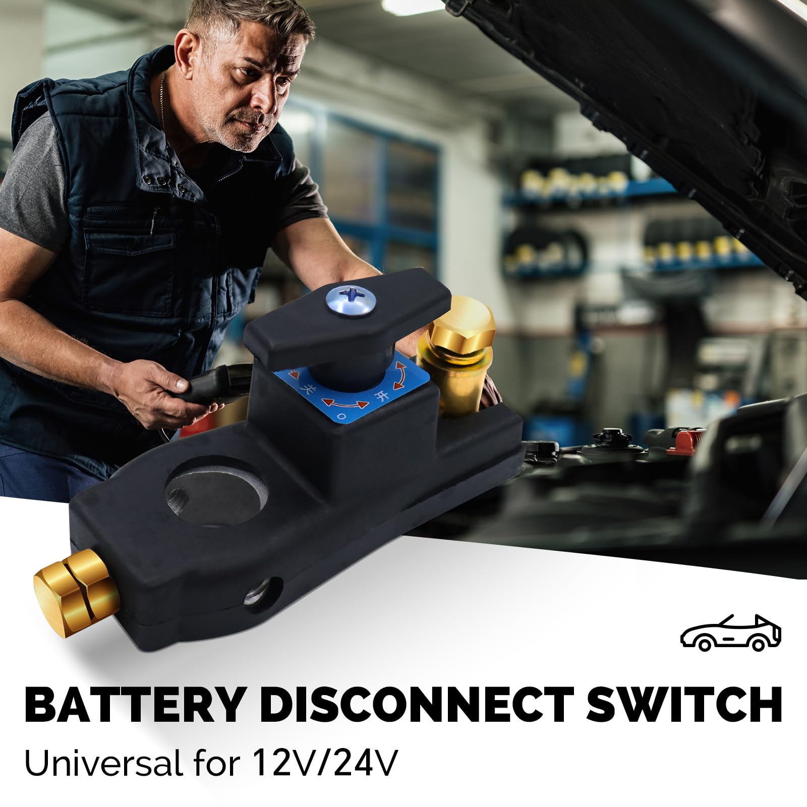 Car Battery Disconnect Switches 12V/24V, Heavy Duty Battery Shut Off Switch, Quick Disconnect Battery Cut Off Universal Switch for Automotive, Rv and Boat (2PC)