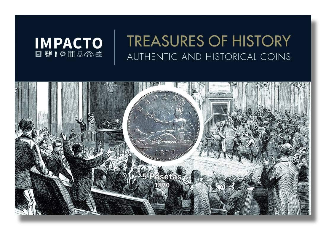 IMPACTO COLECCIONABLES Monedas Españolas - 5 Pesetas de la República (1870). Los Duros de Plata
