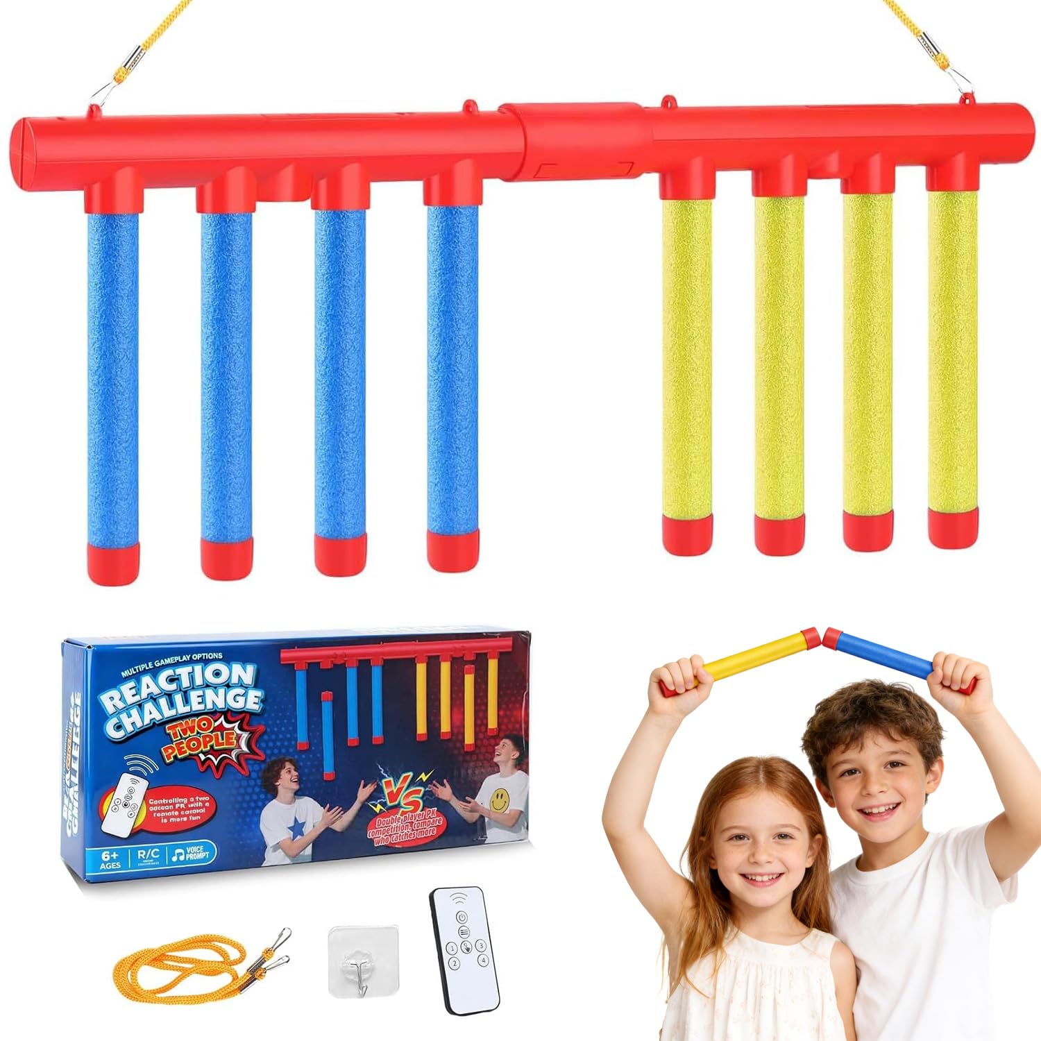 COLEESON Catching Sticks Reaction Game, Falling Sticks Toy with 3 Speed Modes, Drop It Catch It Win It, Hand Eye Coordination Training Toy for Kids and Adults (B)
