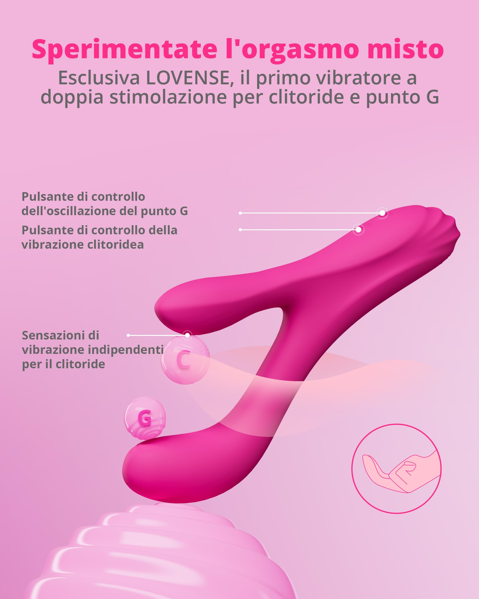 LOVENSE Osci 3 Rabbit Sex Toy Vibratore con telecomando APP, vibratore punto G e massaggiatore di oscillazione con doppio motore per stimolatore clitorideo, giocattoli per adulti per le donne