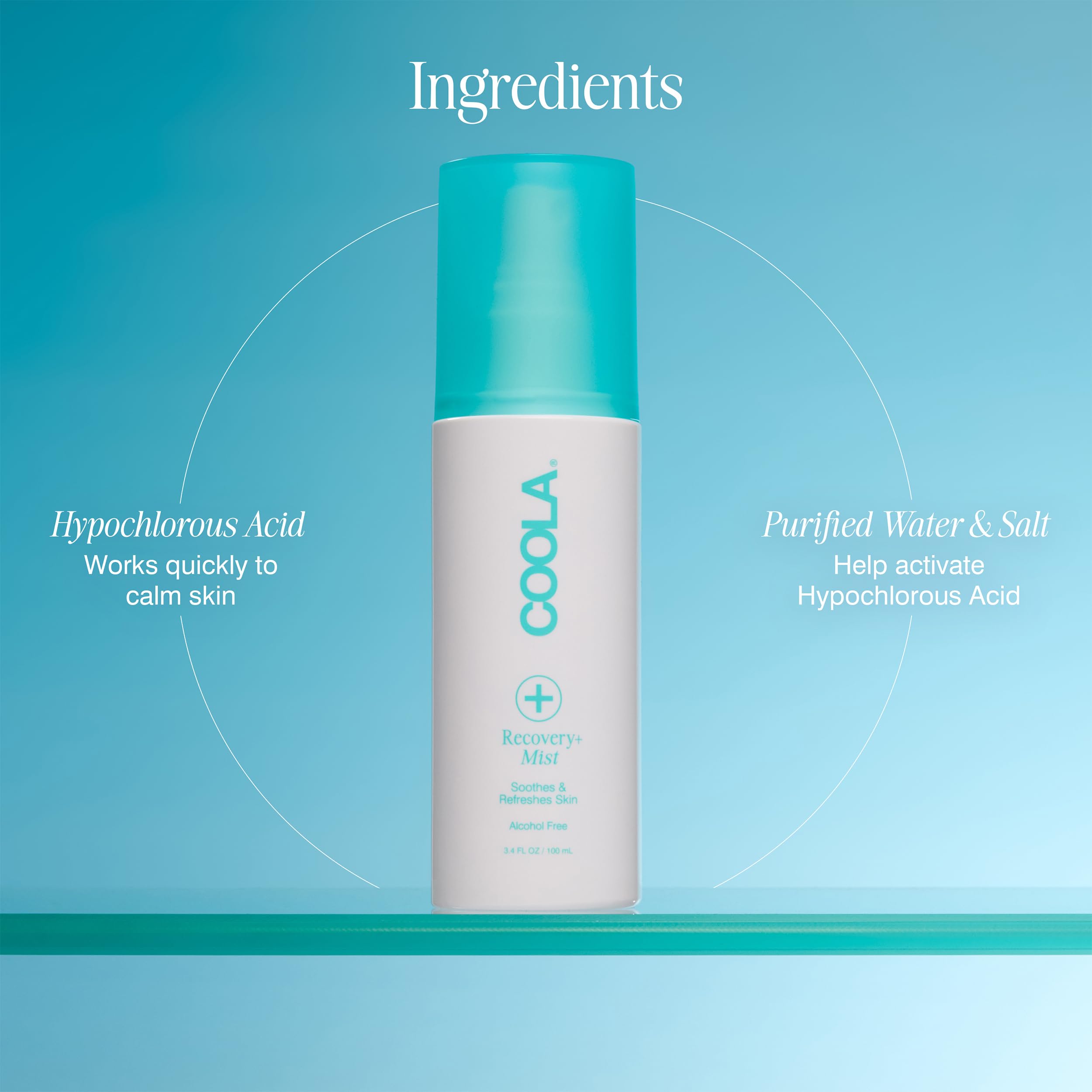 COOLA Recovery+ Face Mist, Hypochlorous Acid Spray for Face, Dermatologist Tested Skin Care, Helps Reduce Redness and Refresh Skin, 3.4oz