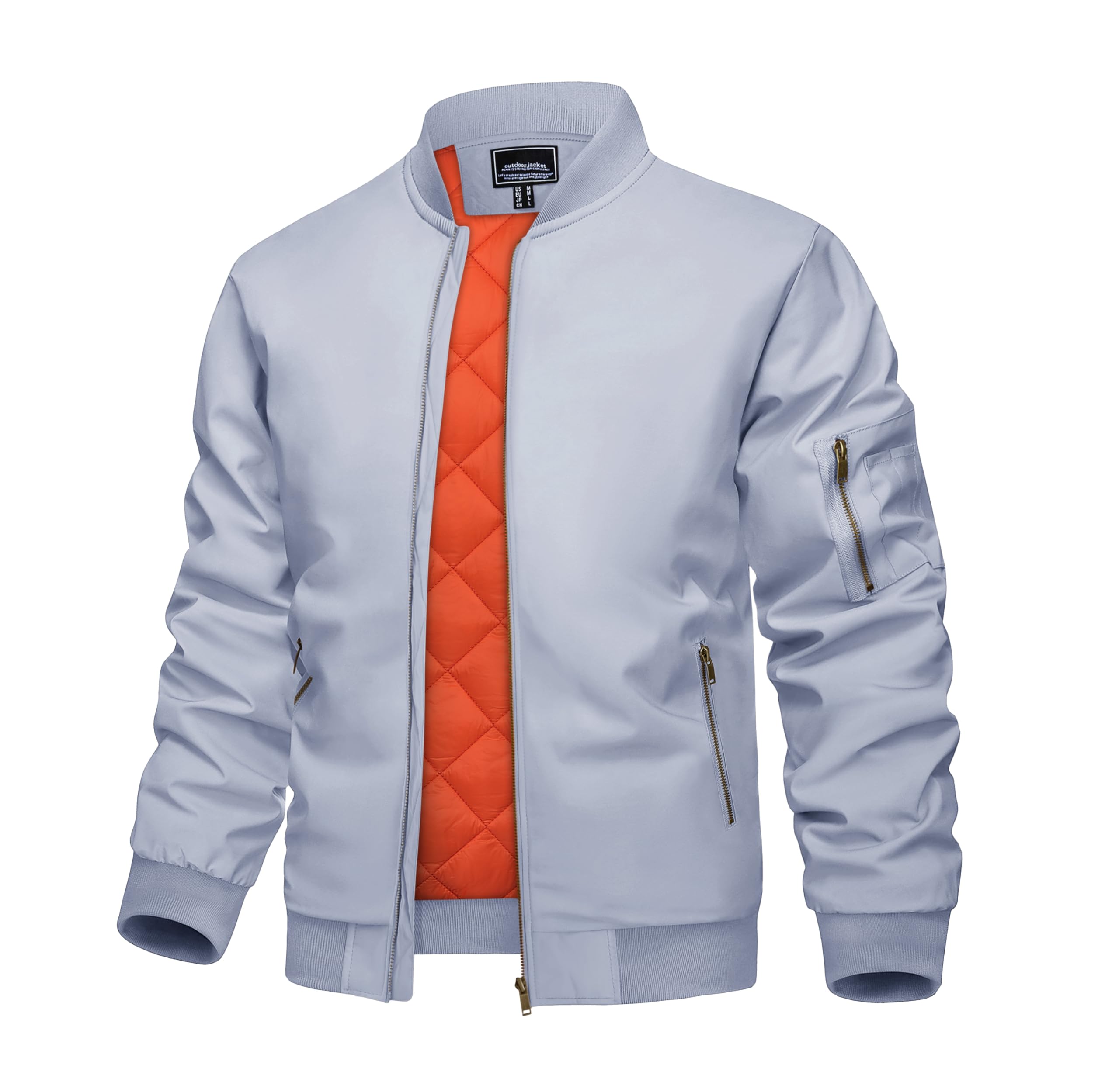 KEFITEVD Bomber Jacket Men Winter Coats Full Zip Windbreaker Mens Jackets Casual Work Coats