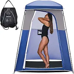 KingCamp Tenda de mudança de banheiro portátil grande para acampamento com bolsa de chuveiro, box de chuveiro ao ar livre, 1 quarto, barraca de banheiro azul para acampamento