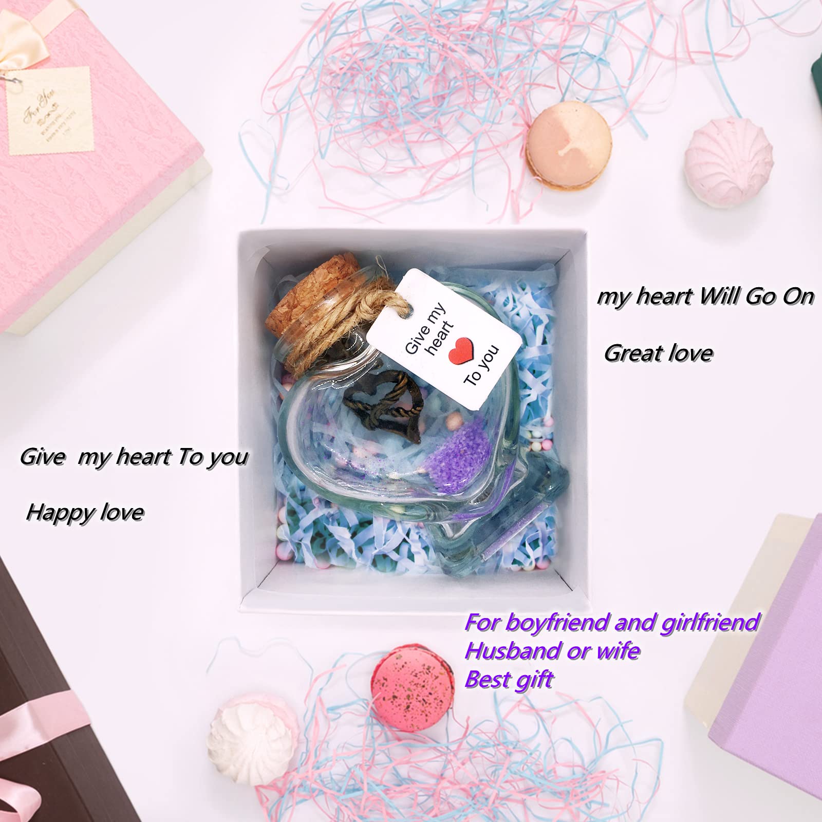 Bottiglia decorativa con scritta in inglese "Give My Heart to You", regalo di San Valentino per fidanzata, romantico compleanno per fidanzato o anniversario, regalo per moglie o marito