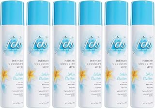 FDS Hypoallergenic Intimate Deodorant Spray White Blossom 2oz 6-Pack - All-Day Freshness, No Talc, Gynecologist Tested