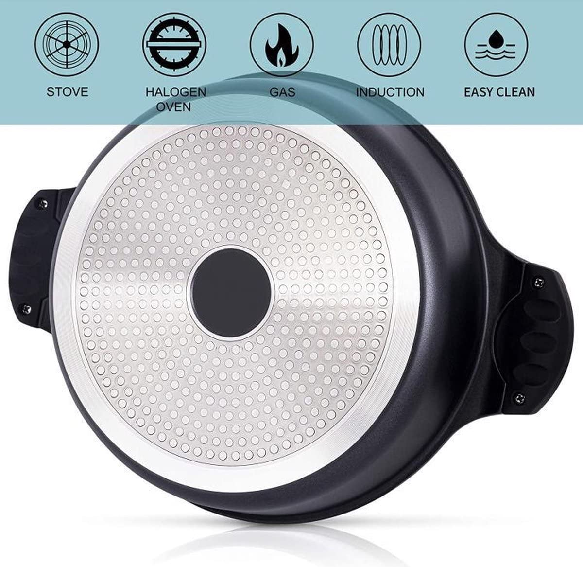 Moroccan Tagine Cooking Pot avec membre en aluminium | Antiadhésif | 32 cm | Sans danger pour l'induction (Black)