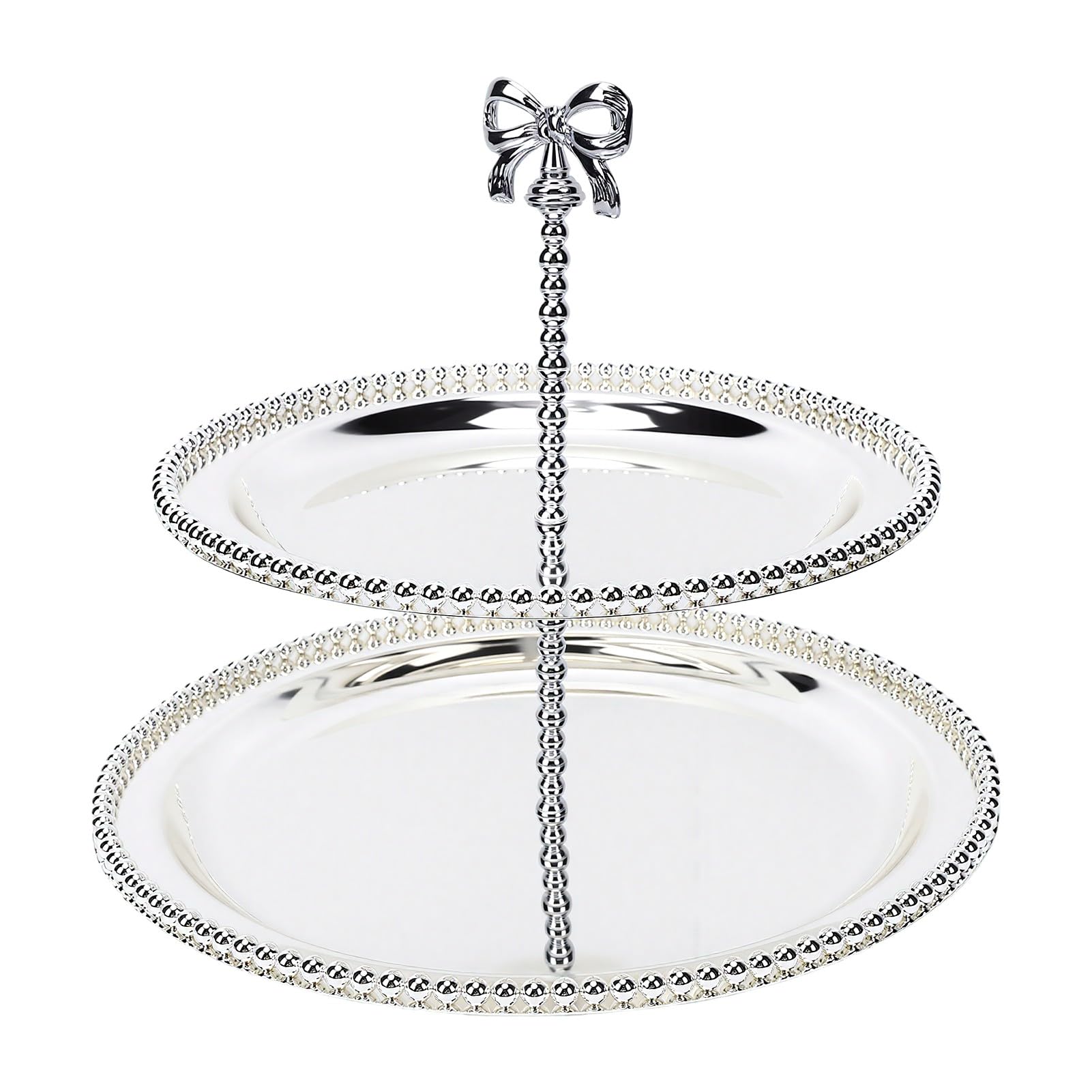Soporte para Tartas de Dos Niveles, Bandeja para Pasteles de Acero Inoxidable Estilo Palacio for Boda Fiesta del Té Decoración